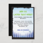 ヘッドフォンバーバルミツワーパーティー披露宴カード 招待状 (正面/裏面)