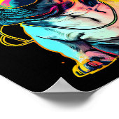 ヘッドフォンフランスのとサンgl付きレトロウェーブブルドッグ ポスター (角)