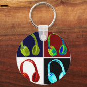 ヘッドフォンポップ・アートのアート キーホルダー (正面)