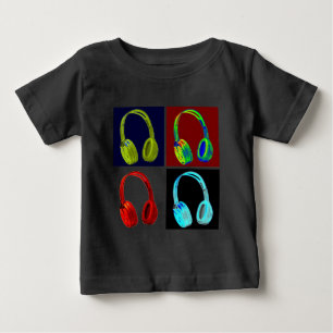 ヘッドフォンポップ・アートのアート ベビーTシャツ