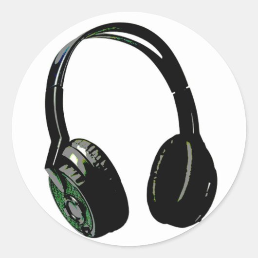 ヘッドフォンポップ・アートのアート ラウンドシール (正面)