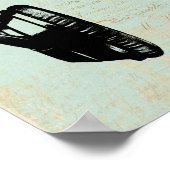 ヘッドフォンミュージックイラストレーションヴィンテージミントグリーン ポスター (角)