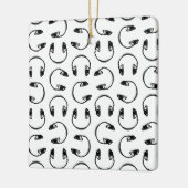 ヘッドフォンミュージックカスタムプリント背景色 セラミックオーナメント (左)