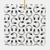 ヘッドフォンミュージックカスタムプリント背景色 セラミックオーナメント (裏面)