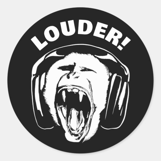 ヘッドフォンモンキーの大音量の音楽愛好家 ラウンドシール (正面)