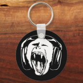 ヘッドフォンモンキー音楽愛好家 キーホルダー (正面)