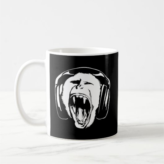 ヘッドフォンモンキー音楽愛好家 コーヒーマグカップ (左)