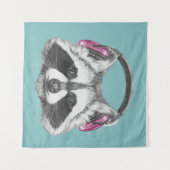 ヘッドフォンラクーン タペストリー (正面(横))