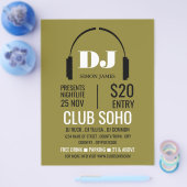 ヘッドフォンロゴ、DJ、クラブイベントズ広告フライヤー チラシ (シングル)