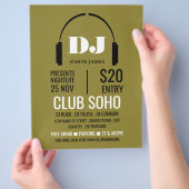 ヘッドフォンロゴ、DJ、クラブイベントズ広告フライヤー チラシ (手)