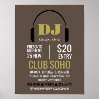 ヘッドフォンロゴ、DJ、クラブイベント広告ズ