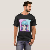 ヘッドフォン付きアニメ少女 Tシャツ (正面フル)