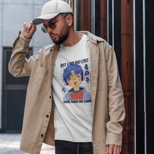 ヘッドフォン付きアニメ少年 Tシャツ