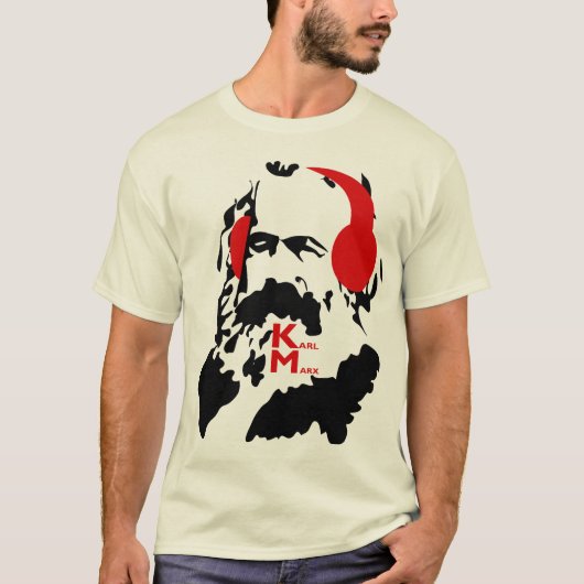 ヘッドフォン付きカールマルクス Tシャツ (正面)