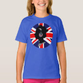 ヘッドフォン付きクイーン及びイギリス国旗デザイン Tシャツ (正面)