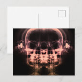 ヘッドフォン付きダブルX線スカル – オレンジ ポストカード (正面/裏面)