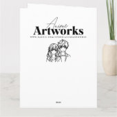 ヘッドフォン付き大型ピンク色のアニメガール誕生日 カード (裏面)