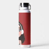 ヘッドフォン付き漫画の少女 ウォーターボトル (背面)