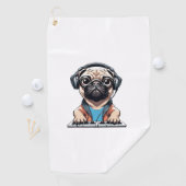 ヘッドフォン付き犬1 ゴルフタオル (インサイチュ)