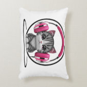 ヘッドフォン付き猫 アクセントクッション (正面(垂直))