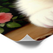 ヘッドフォン付き猫 – 絵画ヴィンテージ。 ポスター (角)