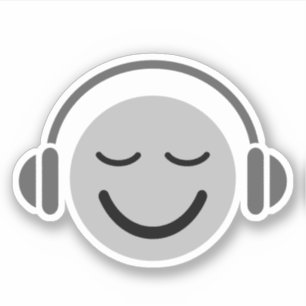 ヘッドフォン付き音楽DJ絵文字 シール