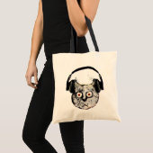 ヘッドフォン付き音楽dj cat トートバッグ (正面(商品))