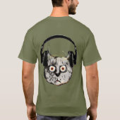 ヘッドフォン付き音楽dj cat tシャツ (裏面)