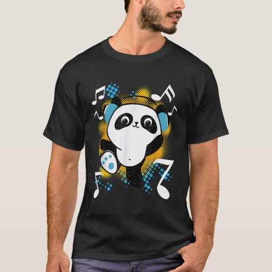 ヘッドフォン付きDjパンダ Tシャツ (正面)