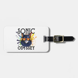 ヘッドフォン聞で音楽を聴く猫 ラゲッジタグ