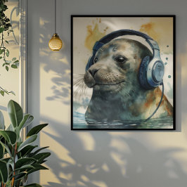 ヘッドフォン聞にシール ポスター