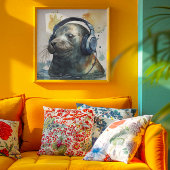 ヘッドフォン聞にシール ポスター