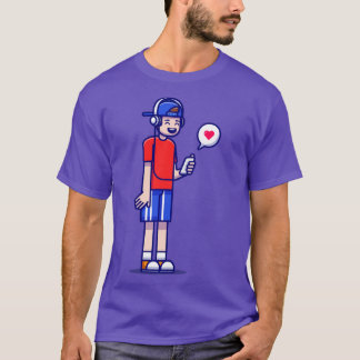 ヘッドフォン聞マンガでかわいい少年の音楽 Tシャツ
