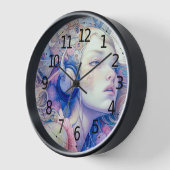 ヘッドフォン音楽アートワークでかわいいモダン女の子 | 壁時計 (傾斜)