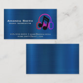 ヘッドフォン音楽ノート |メタリック（青） 名刺 (正面/裏面)