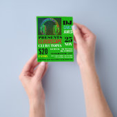 ヘッドフォン、DJ、クラブイベントズ広告フライヤー チラシ (手)