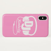 ヘッドフォンDJガールネームpink & white iphone case Case-Mate iPhoneケース (裏面(横))
