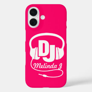 ヘッドフォンDJガール名ピンク iPhone 16ケース