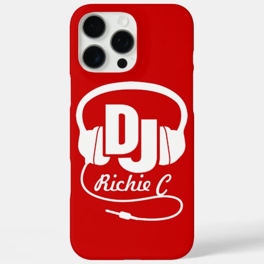 ヘッドフォンDJ名前をカスタムする赤と白図 Case-Mate iPhoneケース (裏面)