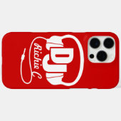 ヘッドフォンDJ名前をカスタムする赤と白図 Case-Mate iPhoneケース (裏面 (横))