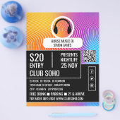 ヘッドフォンMusic Waveロゴ、プロフェッショナルDJ広告 チラシ (シングル)