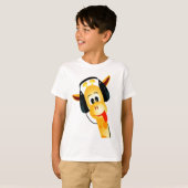 ヘッドホおもしろいン付きキリン Tシャツ (正面フル)