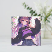 ヘッドホかわいらしンに登場するアニメの女の子バースデーパーティー 招待状 (スタンド正面)