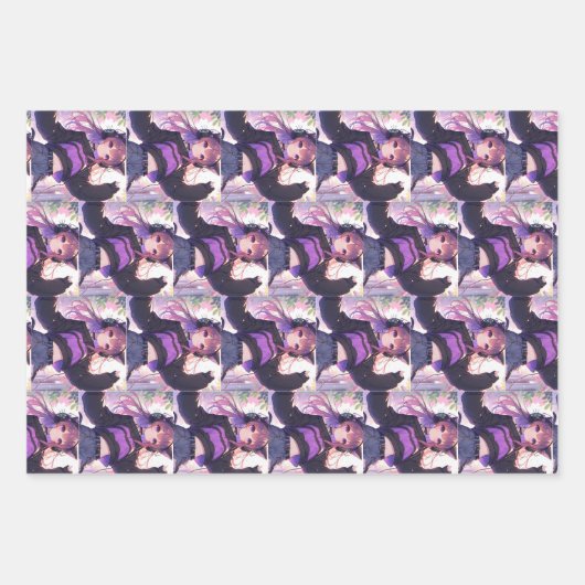 ヘッドホかわいらしンに登場するアニメの少女誕生日 ラッピングペーパーシート (正面2)