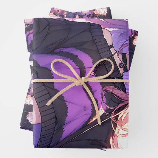 ヘッドホかわいらしンに登場するアニメの少女誕生日 ラッピングペーパーシート (インサイチュ)