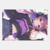 ヘッドホかわいらしンに登場するアニメの少女誕生日 ラッピングペーパーシート (正面)