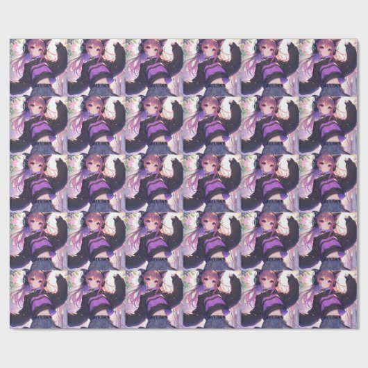 ヘッドホかわいらしンに登場するアニメの少女誕生日 ラッピングペーパー (フラット)