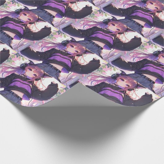 ヘッドホかわいらしンに登場するアニメの少女誕生日 ラッピングペーパー (角)