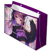 ヘッドホかわいらしンに登場するアニメの少女誕生日 ラージペーパーバッグ (正面アングル)