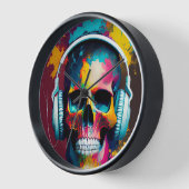 ヘッドホカラフルンとのスカル 壁時計 (傾斜)